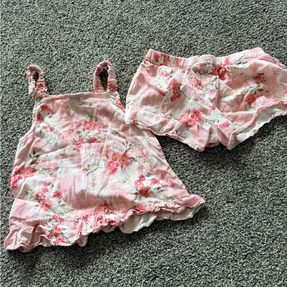 Vince Camuto Girls Floral Tank Top & Shorts Set Size 7 Pink Summer Outfit - Picture 6 of 8